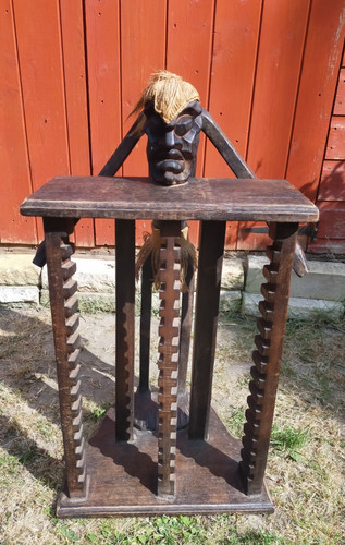 Tiki statue hand carved wooden - tiki,