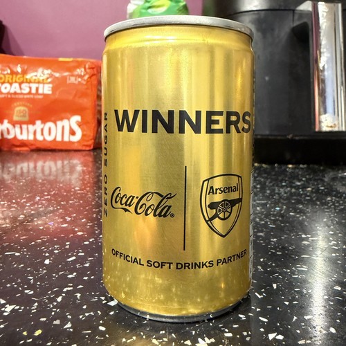 Gold arsenal coca cola can - coca-cola,