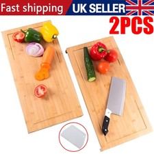 Set of 2 Bamboo Chopping Board Induction Ceramic Hob Cover Worktop Saver UK