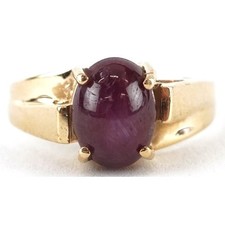 A vintage 14ct gold cabochon ruby solitaire ring