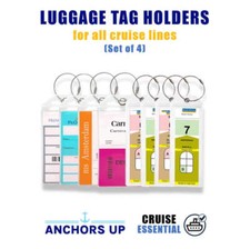 Premium Luggage Tag Holders for all Cruise Lines - Set of 4 | Fits All Ships