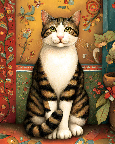 8x10 cozy storybook cat - cozy,