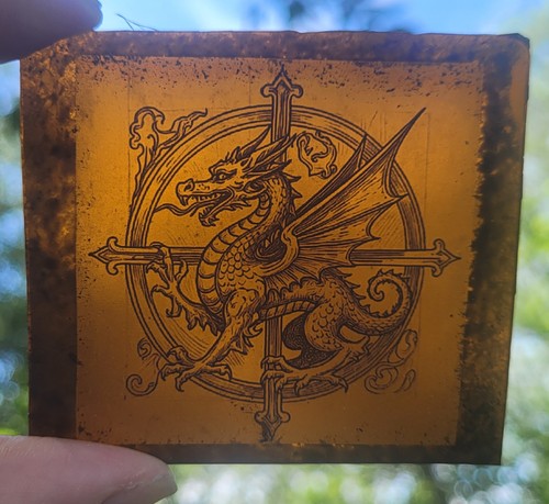 Stained glass dragon vintage - glass,