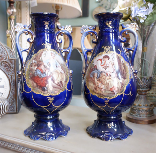 Pair antique blue gold - pair, &