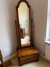 Preloved Ducal Antique Pine Cheval Mirror and Base. . Collection Only.