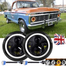 Pair 7 inch E Mark LED Hi/Lo Halo DRL Beam Headlights Fit Ford F100 Pickup Truck