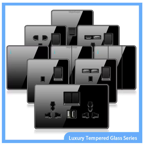 Black tempered glass - black, light