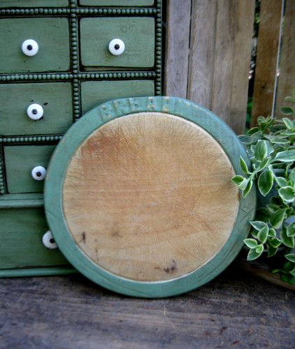 Antique round wood bread - antique,