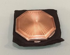 Guilloche Enamel Sterling Silver Compact Birmingham 1947 John William Barrett