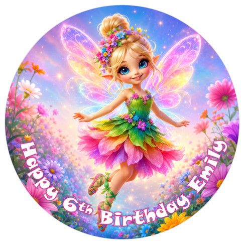 Personalised fairy edible cake - edible,