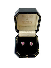 2004 Sapphire Earrings 9ct Gold Purple Pink Sapphire & Diamond Stud Earrings