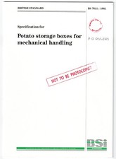 BS 7611 : 1992 : Specification for potato storage boxes for mechanical handling