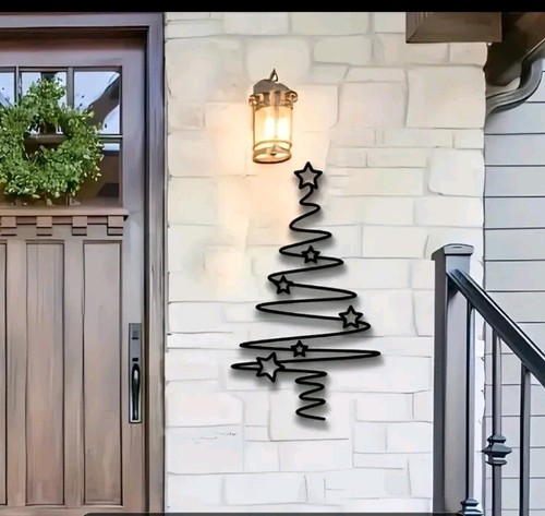 Black metal christmas tree - black,