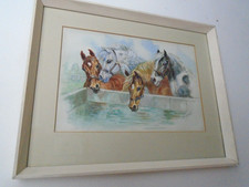 Original watercolour of horses by well known artist Mabel Gear 1898-1987 FAB !