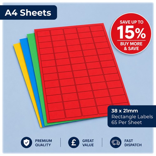Matt coloured rectangle labels - coloured,