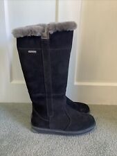 BNWOB Ladies EMU Australia Moonta Dark Grey/Black Suede Fur Lined Boots, UK Size