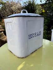 Large Vintage White Enamel Bread Bin