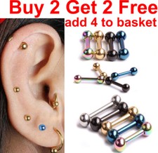Forward Helix Cartilage Stud Tragus Ear Stud Surgical Steel Bar Ball Daith Lobe