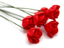 Dolls House Miniature 1/12th Scale 6 Loose Red Rose Stems MF41