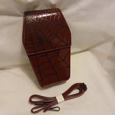 Red Plastic Patent Coffin Spider Web Ladies Bag Halloween Handbag Gothic