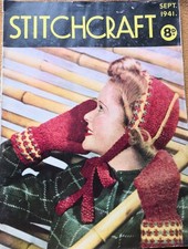 STITCHCRAFT September 1941 - Vintage Needlework Magazine – Knitting / Embroidery