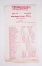 Bus Coach Timetable Handbill Greyhound Royal Blue London Bristol 1952