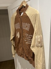 Hoodrich varsity jacket in a brown and beige In Smile XS