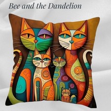 Abstract Colourful Cat Family Cushion COVER  45cms x 45cms
