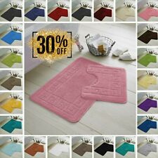 JACQUARD GREEK BATH MAT PEDESTAL SET 2 PIECE NON SLIP SOFT TOILET BATHROOM RUGS