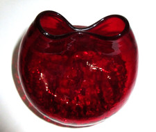 MCM Crackle Glass Vase Pinched
