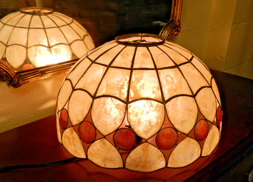 Vintage capiz shell - &, brass