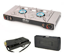 Portable 2 Burner Gas Stove Stainless Steel Cooker Butane Carry Bag Case SG-2SS