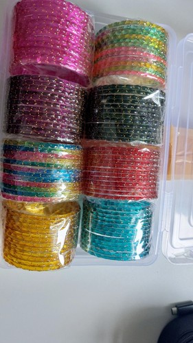 Raindrop glass bangles set - bangles,