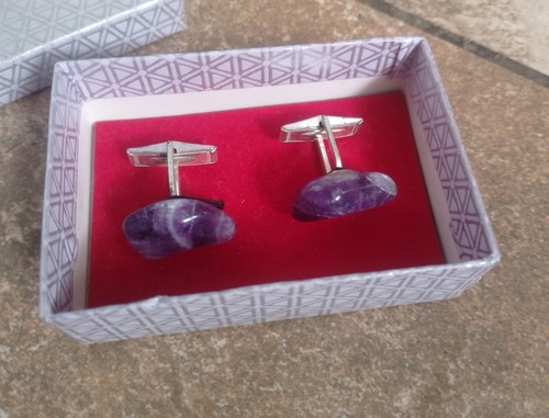 Vintage amethyst cuff links - vintage,