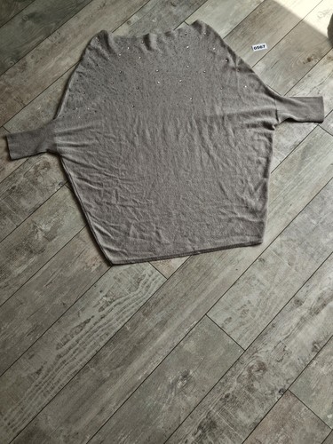 Taupe batwing knit jumper with - batwing,