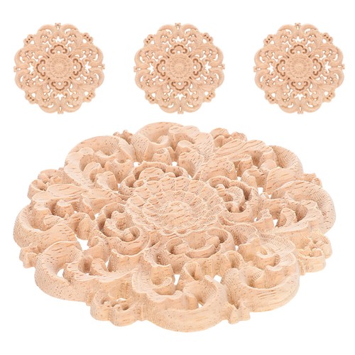 4pcs wooden round appliques - 4pcs,