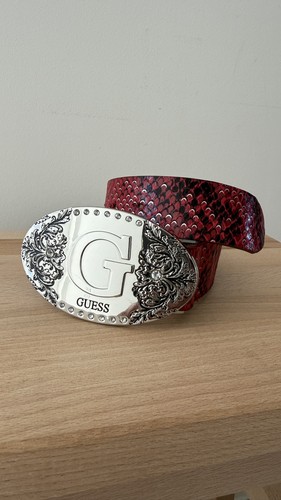 Guess chrome red silver buckle - chrome,