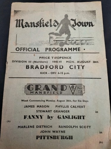 Rare mansfield town - v, bradford