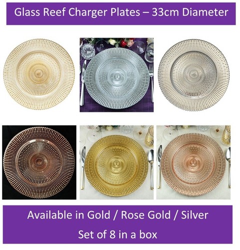 Glass charger plate - charger, x8