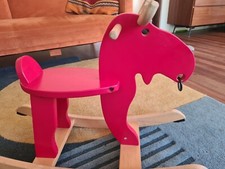 Rocking-moose, red/rubberwood