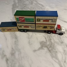 Vintage Matchbox Ford, Trailer And 5 Containers Original