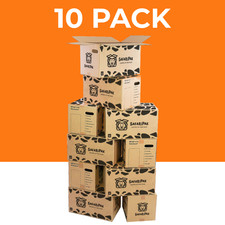 10 x LARGE MOVING HOUSE NEW Cardboard Box Removal Packing Boxes with Handles