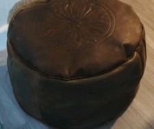 Handmade Moroccan Brown Pouffe
