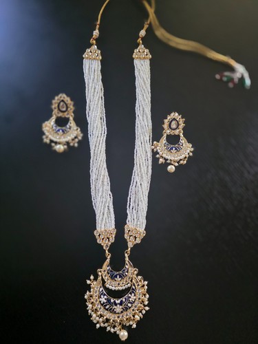 Blue meenakari kundan pearl - blue,