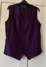 New Lloyd Attree & Smith Purple Satin Tab Back Waistcoat Small (38" Chest)