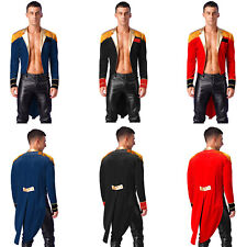 UK Mens Sexy Circus Ringmaster Costume Long Sleeve Soft Tassel Velvet Swallow-