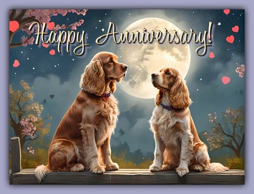 Happy anniversary spaniel dog - spaniel,