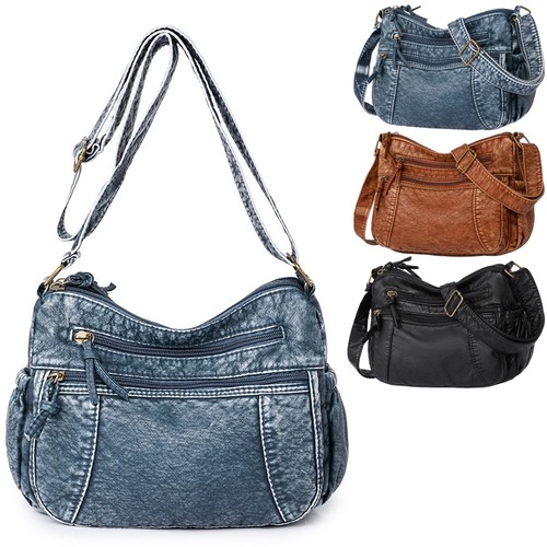Washed leather hobo - hobo, bag