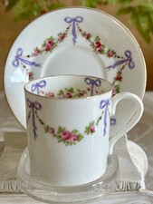 Vintage Collingwoods Lilac Ribbon & Pink Roses York Coffee Cup & Saucer England