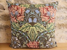 William Morris Liberty Honeysuckle Green & Olive Velvet Fabric Cushion Cover 